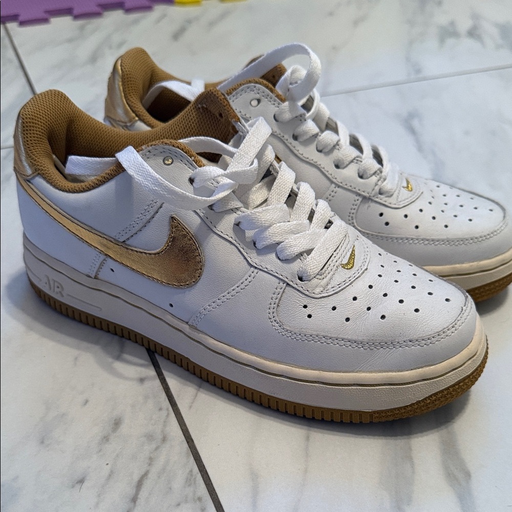 Vintage Nike White and Gold Air Force 1’s Low’s